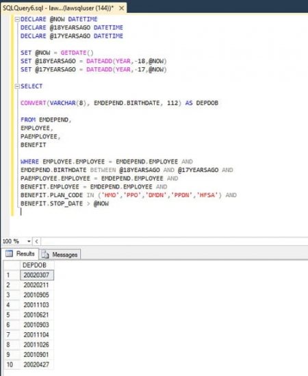 SQL DECLARE and SET datetime